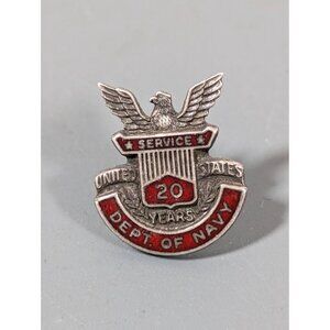 Vintage Sterling Silver US Navy 20 Year Service Pin Small Tack